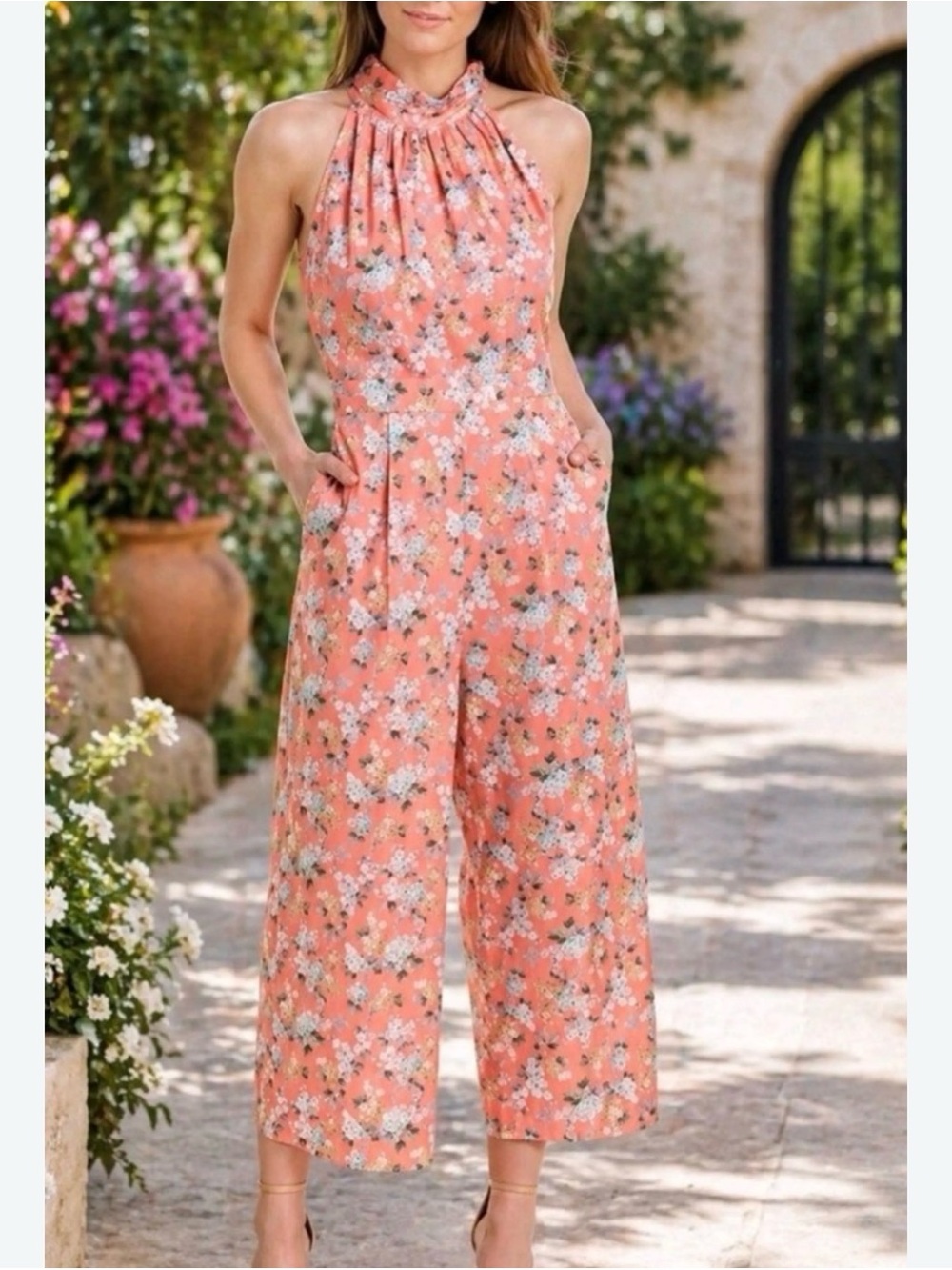 NWT J Crew Liberty Josephine Coral Wide-Leg Jumpsuit Ss 16